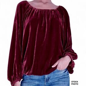 Mes Demoiselles Paris Gianni Velvet Top XL Burgundy Red Silk Blend Holiday Luxe
